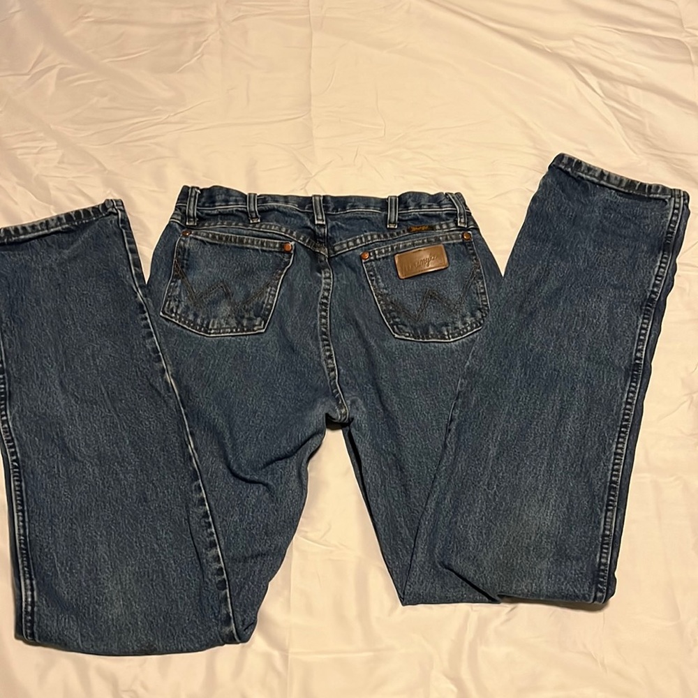 Men’s Wranglers 36” inseam dark wash
